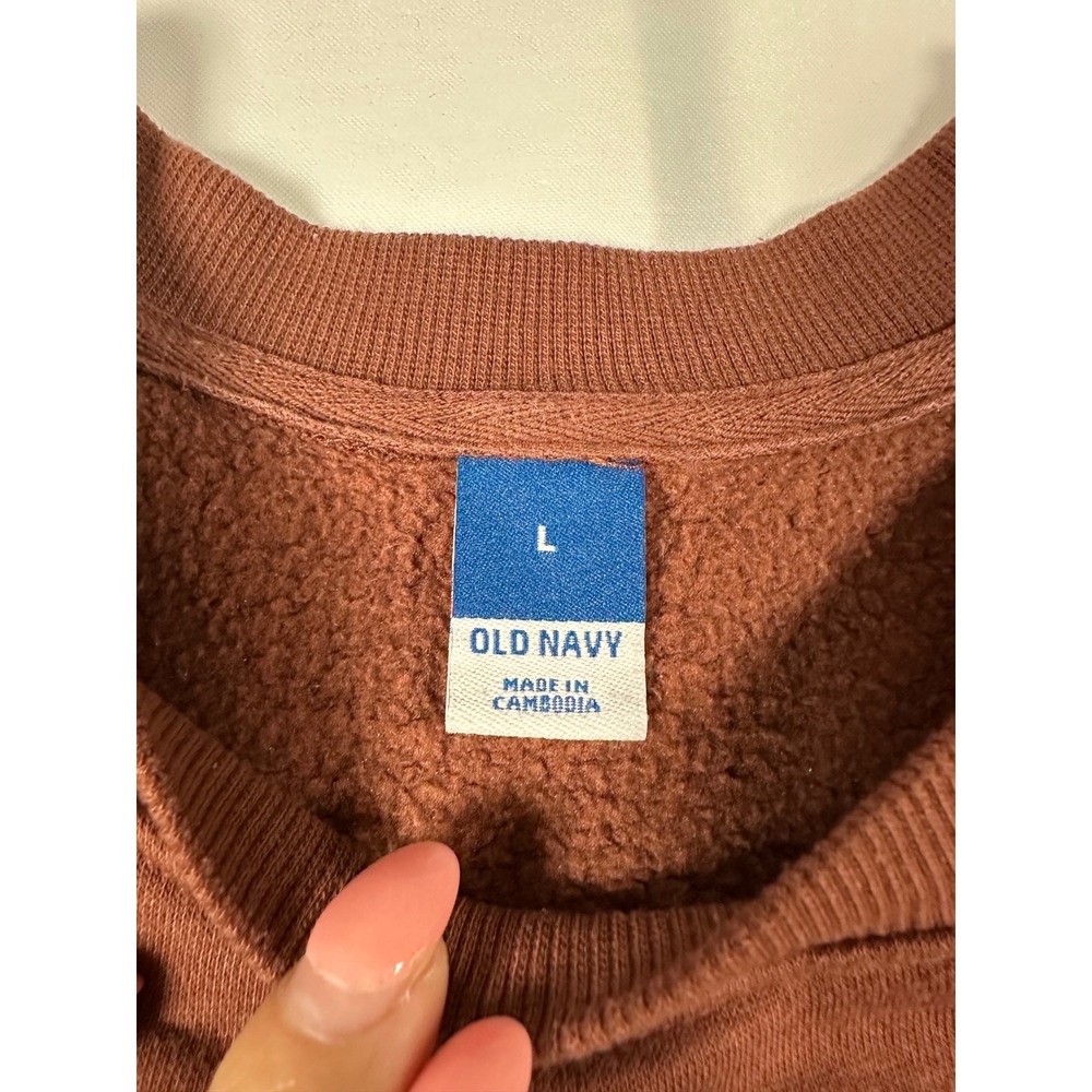 Old Navy Womens Brown Raglan Sleeve Crewneck Fleece Sweatshirt Size Large L - Picture 2 of 4